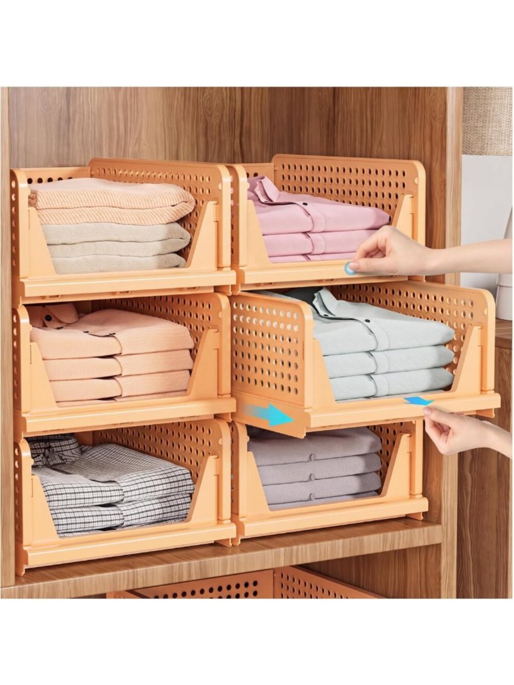 5 Pack Yellow Closet Organizer Baskets - Storage Solutions for Home Organization